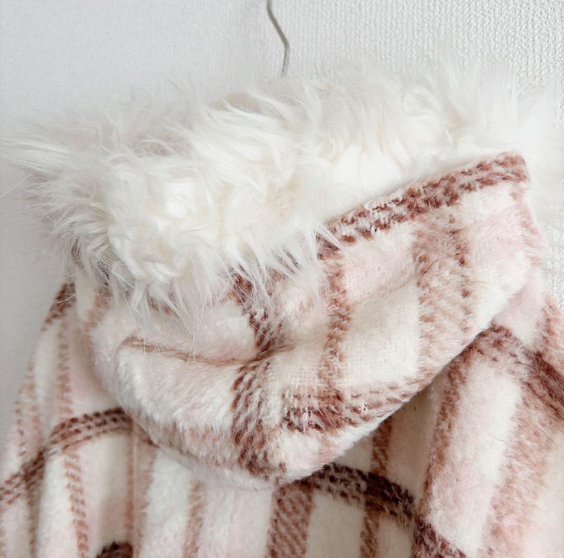 리즈리사 고전 딸기초코체크 00s 대대장 케이프 판초 코트 상품이미지5