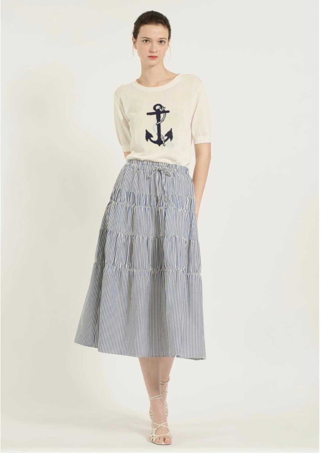 BCBG 25SS 시어서커 티어드 밴딩 스커트 77사이즈 상품이미지2