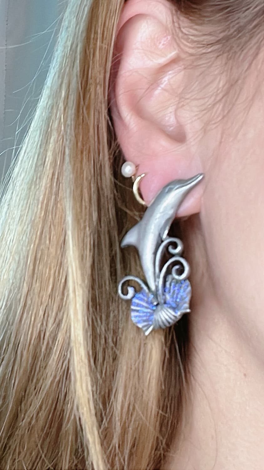 JJ 🐬 Silver Dolphin Earring 상품이미지2