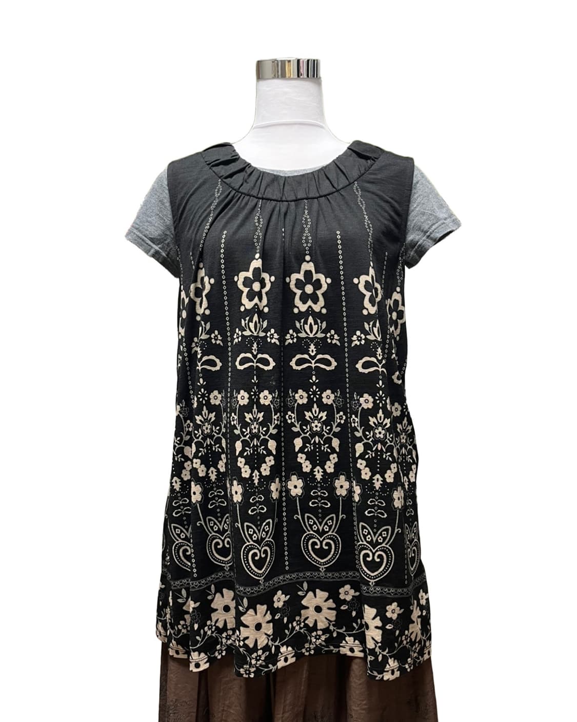 Flower pattern black top 상품이미지5