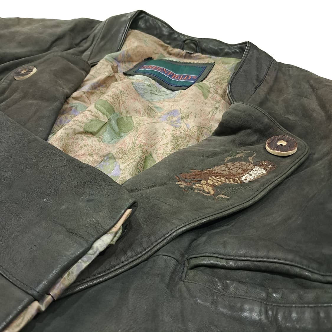 CL331 3XL 그린필드 80s 유럽판 가죽 자수 자켓 아우터 상품이미지7