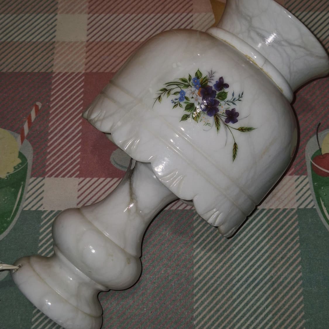 70s 스페인 알라바스타 플로랄 레이스 스탠드 램프 상품이미지10