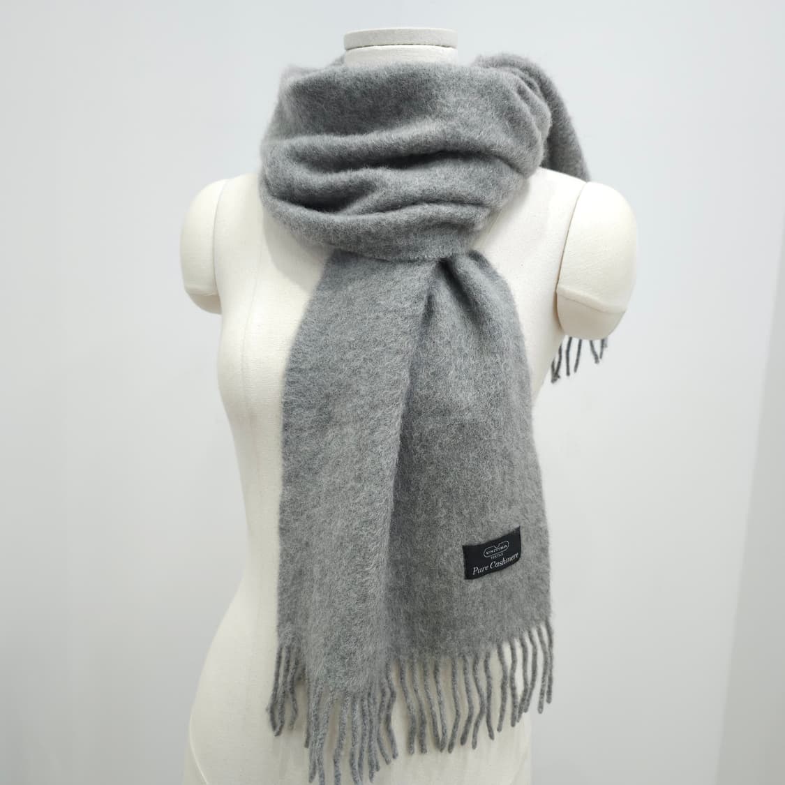 캐시미어 100% 그레이 머플러 남녀공용 상품이미지1