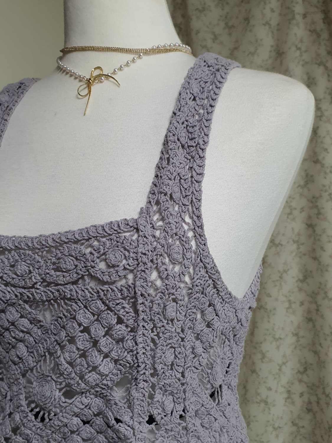 [일본빈티지] 크로셰 뜨개 민소매 탑 퍼플 상품이미지2