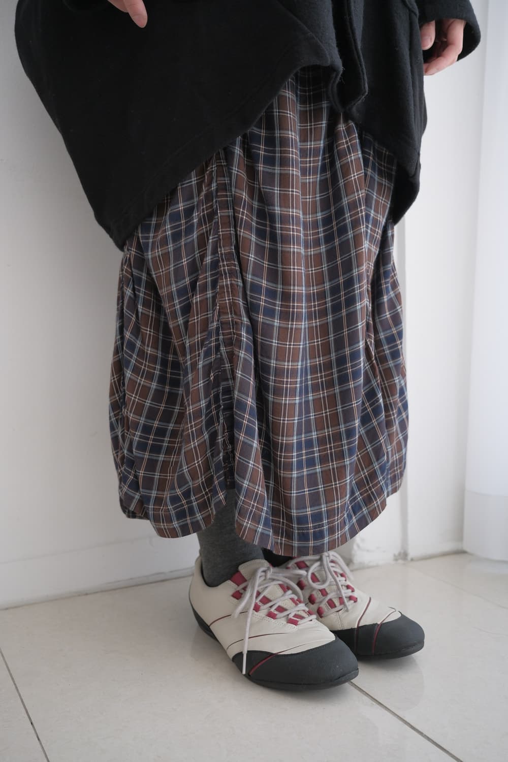 00s check shirring long skirt 상품이미지1