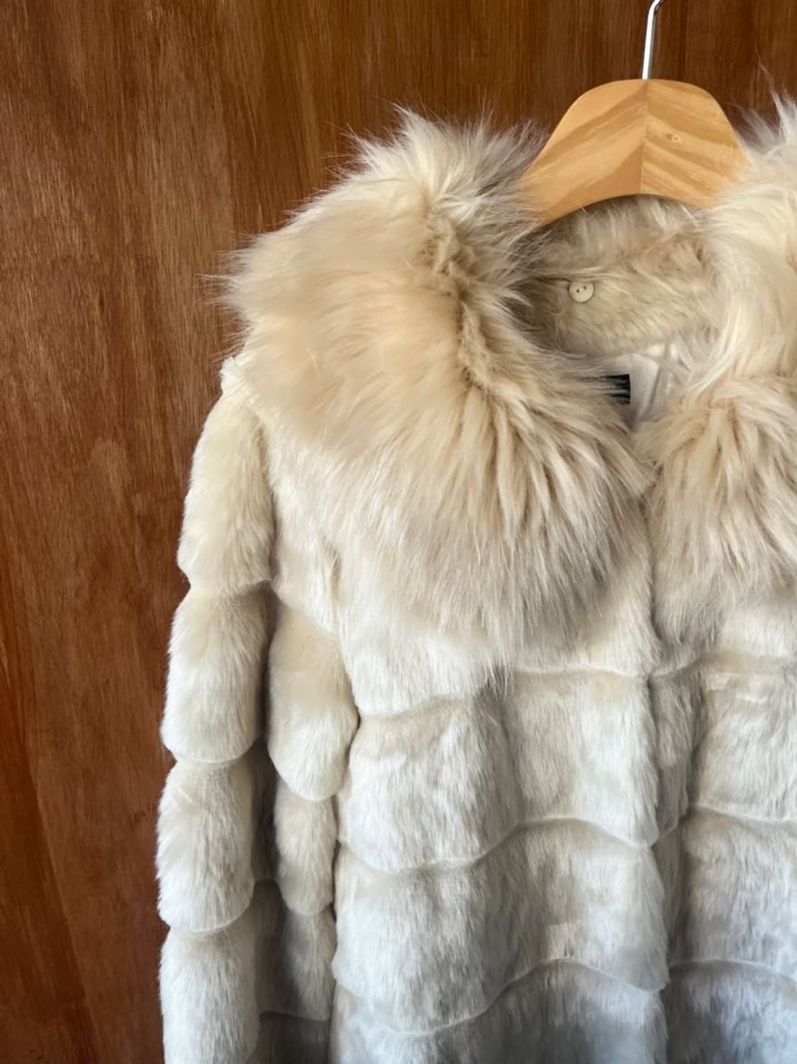 Cream removable fur coat 상품이미지5