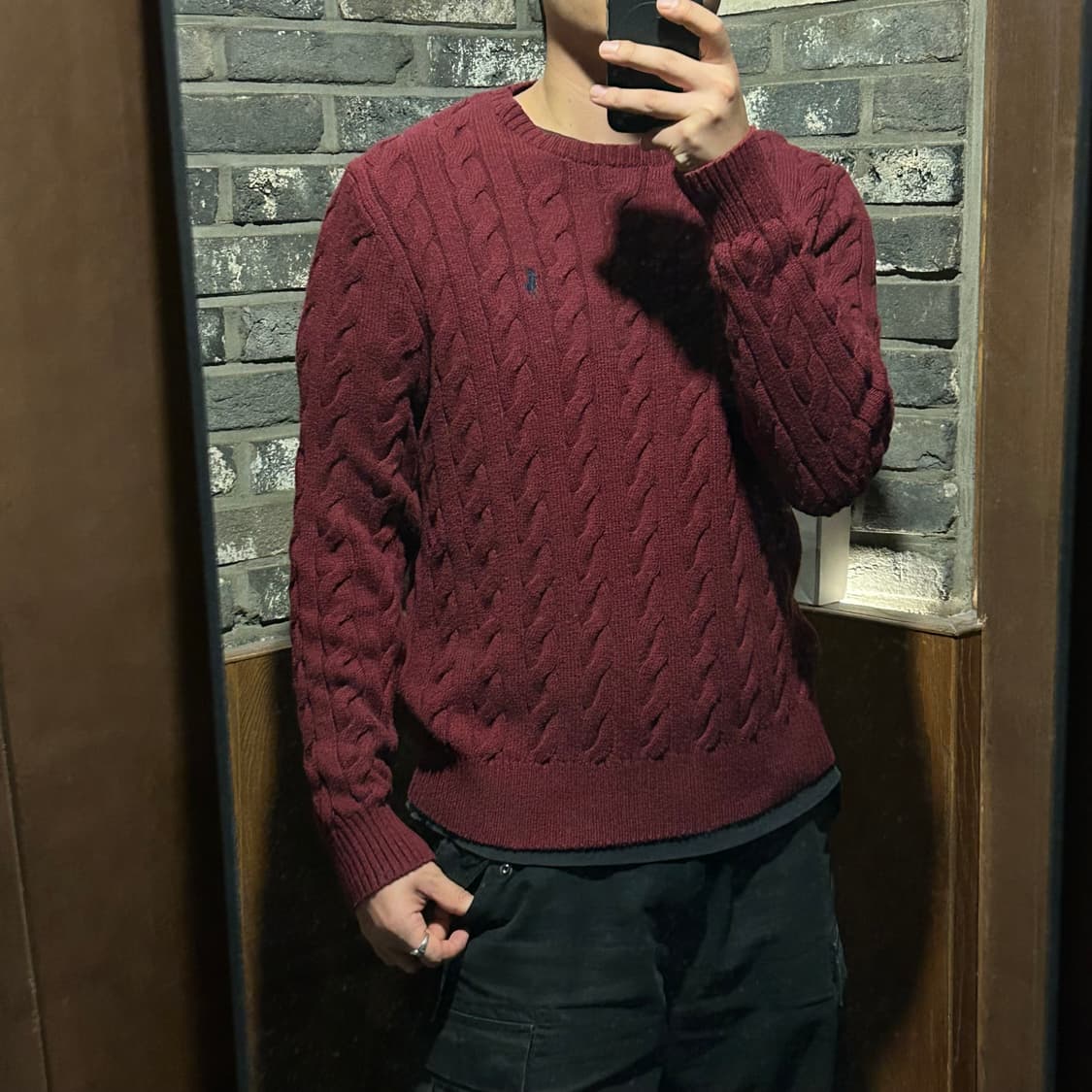 L) 폴로 랄프로렌 케이블 꽈배기 라운드넥 니트 신형 큐알탭 상품이미지10