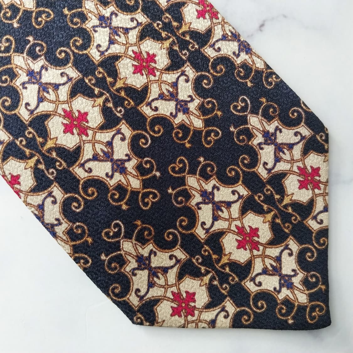 니나리치 실크 네이비 패턴 넥타이 9.6cm A+등급 K1990 상품이미지6