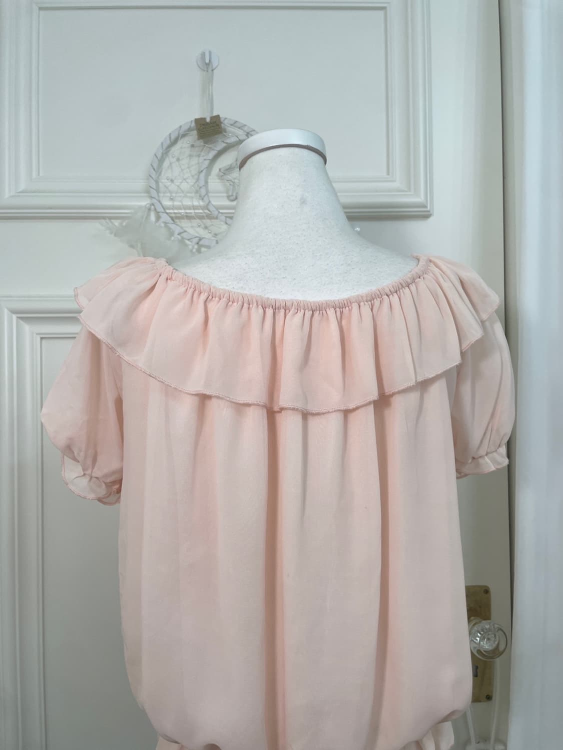 coral lace off-shoulder summer blouse 상품이미지4