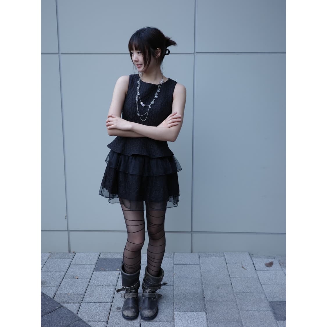 빈티지 블랙 슬리브리스 원피스 상품이미지3