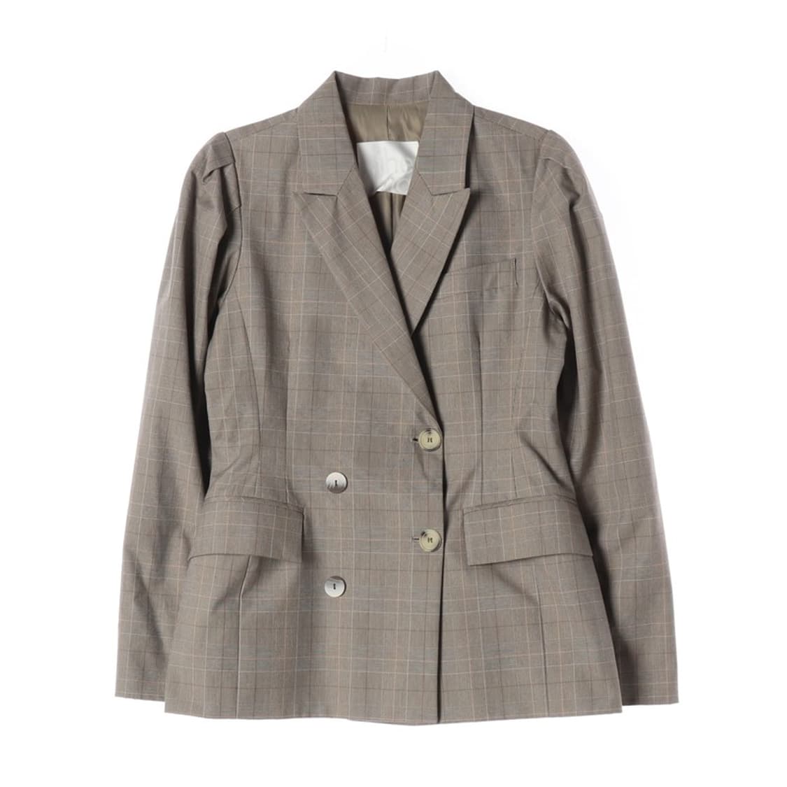 더일마 베이지 체크 더블 블레이저 F 상품이미지1
