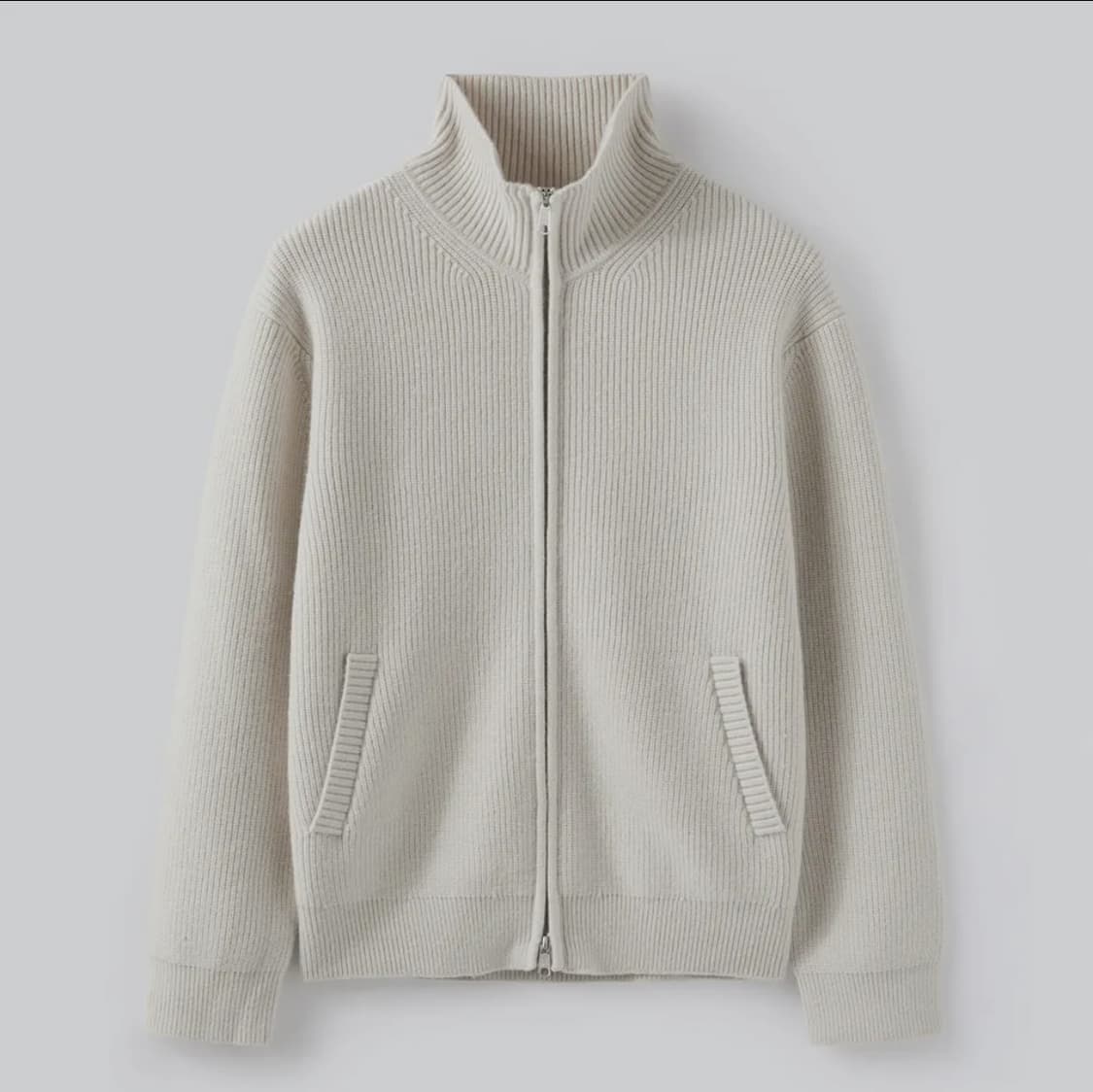 파브레가 울 집업 니트 오트밀 상품이미지1