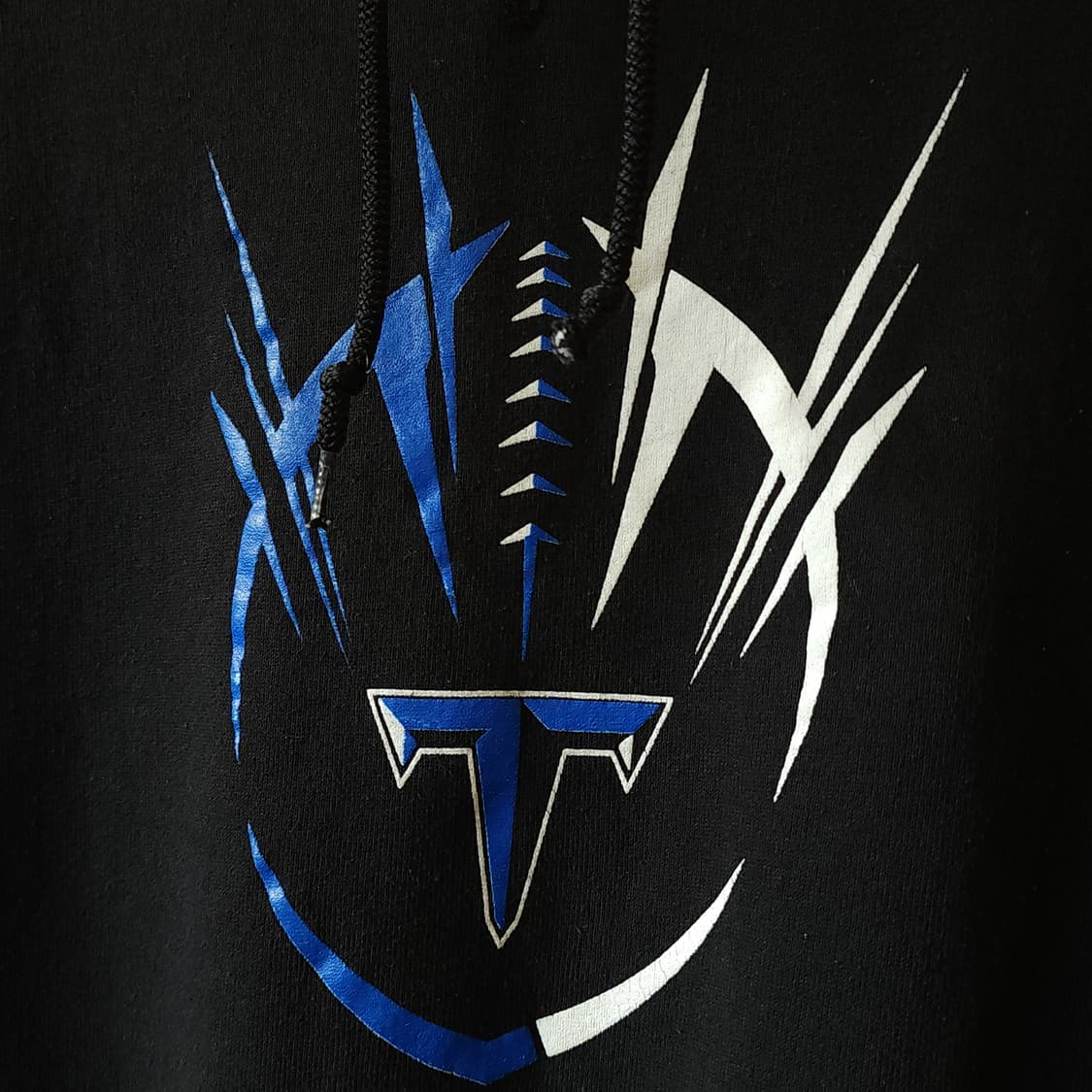 90s 러셀 후드 스웻셔츠 테슬라 미국 오리지널 빈티지 레터링 블랙 상품이미지4