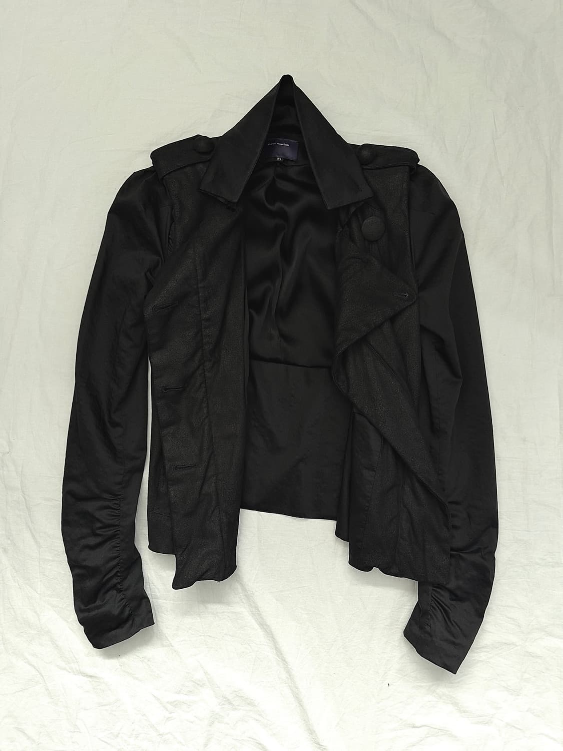 샤론 워숍 사선버튼 셔링슬리브 레더 펜싱자켓 상품이미지2