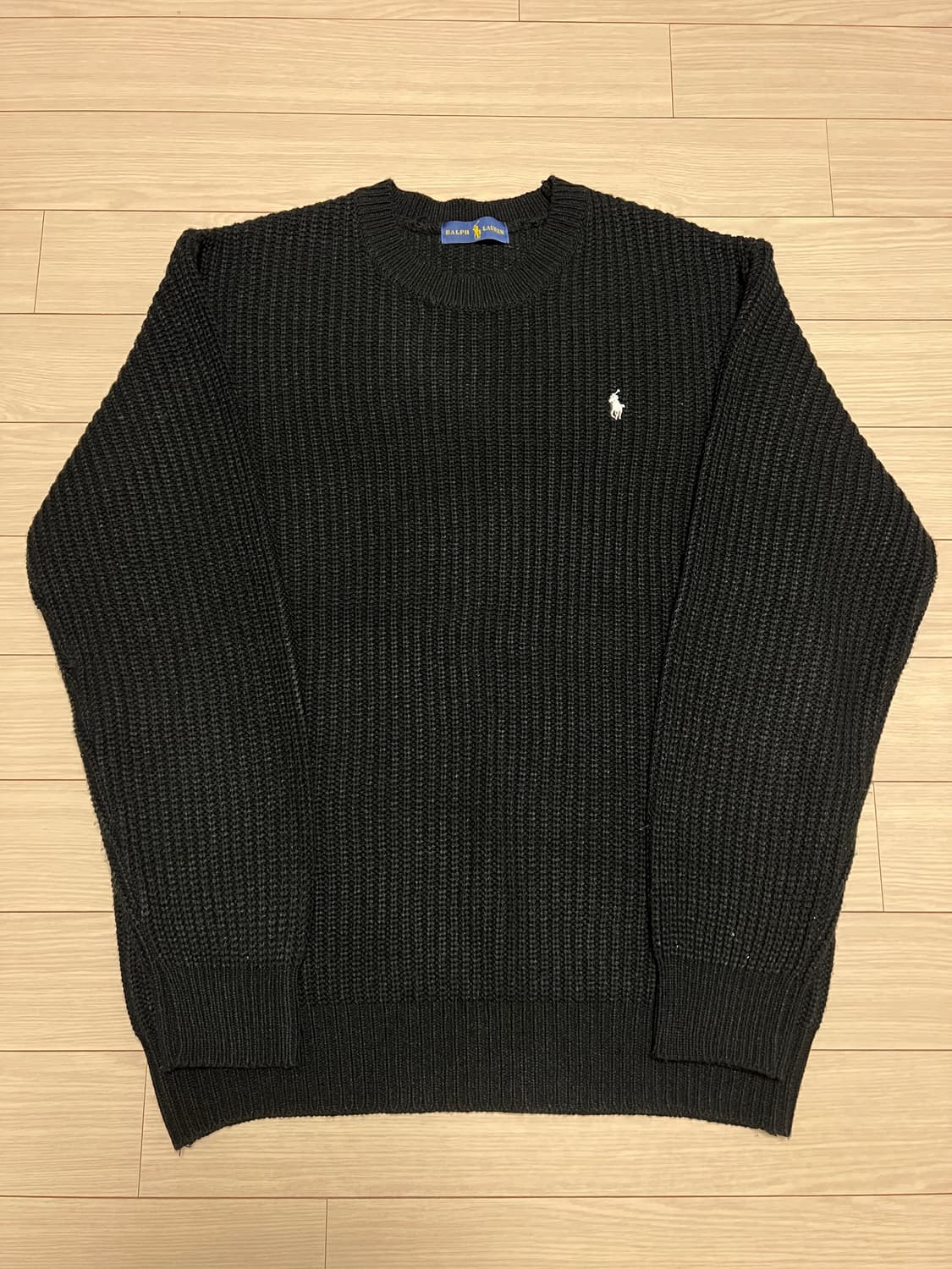 랄프로렌 와플 니트 스웨터 블랙 / 클래식로고 상품이미지1