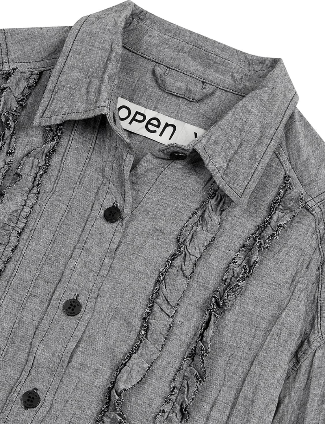 오픈 YY CRINKLED RUFFLE SHIRT, GRAY 상품이미지4
