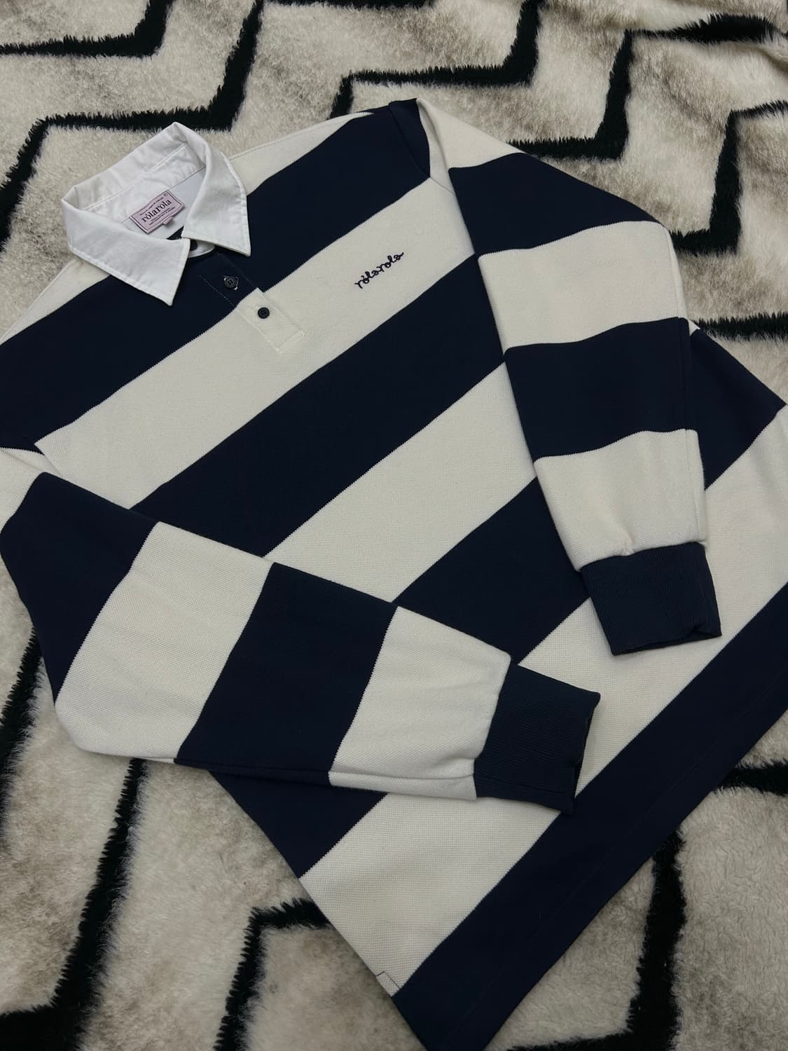 로라로라 스트라이프 카라 긴팔/네이비아이보리 상품이미지3