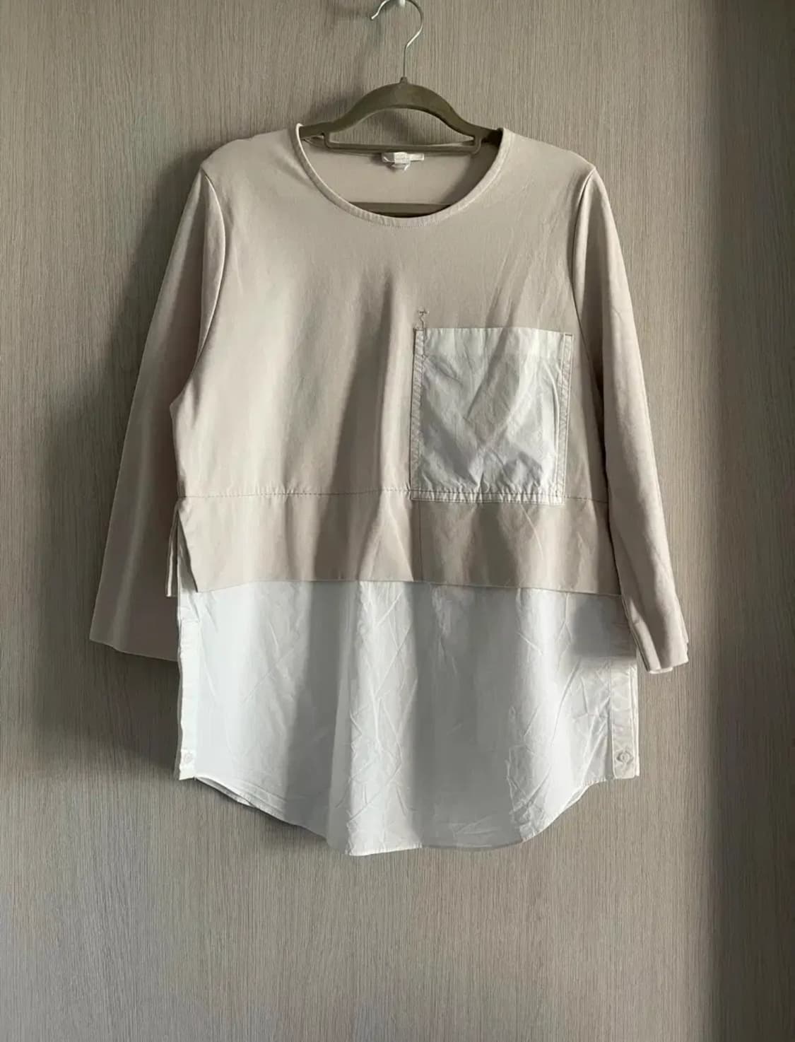 코스 배색 레이어드 블라우스 셔츠 상품이미지1