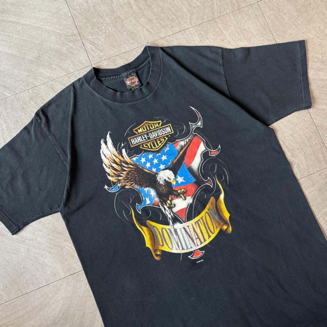 96년 미국 생산 할리데이비슨 싱글스티치 블랙 반팔 티셔츠 상품이미지2