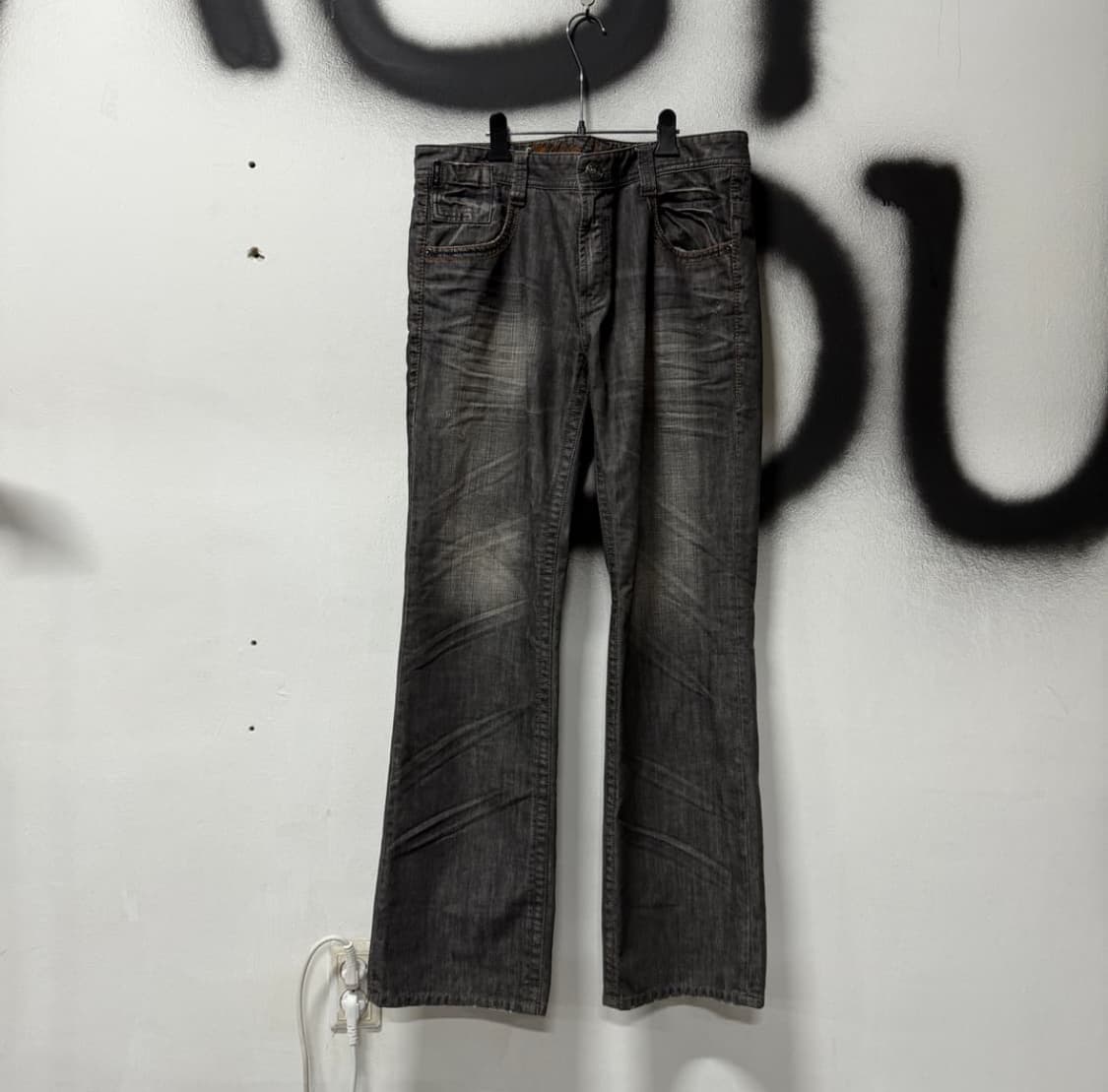 VTG 빅사이즈 스톤워싱 와이드 데님 팬츠 상품이미지1