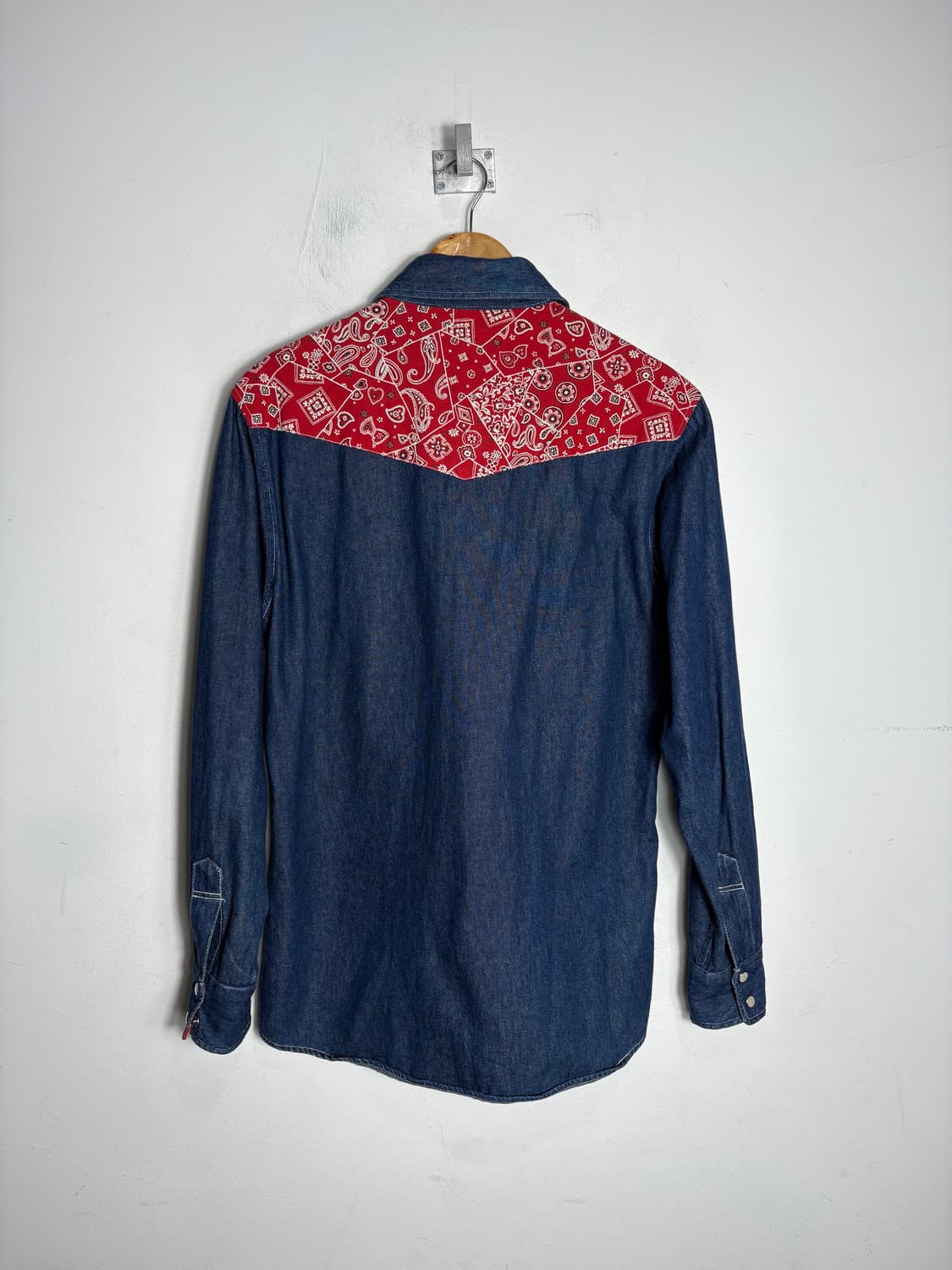 Prms 페이즐리 패턴 웨스턴 진청 데님 셔츠 상품이미지5