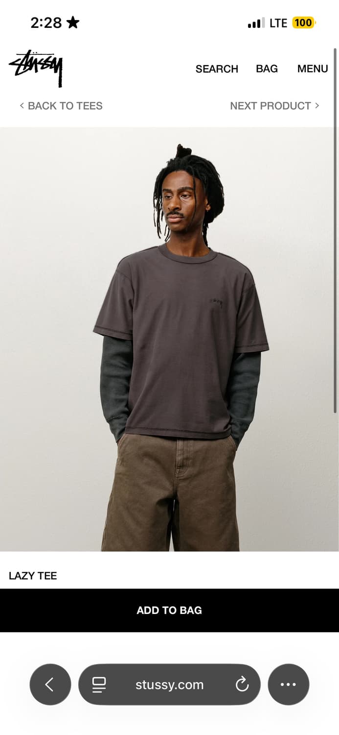 STUSSY LAZY TEE BLACK S 새상품 상품이미지4