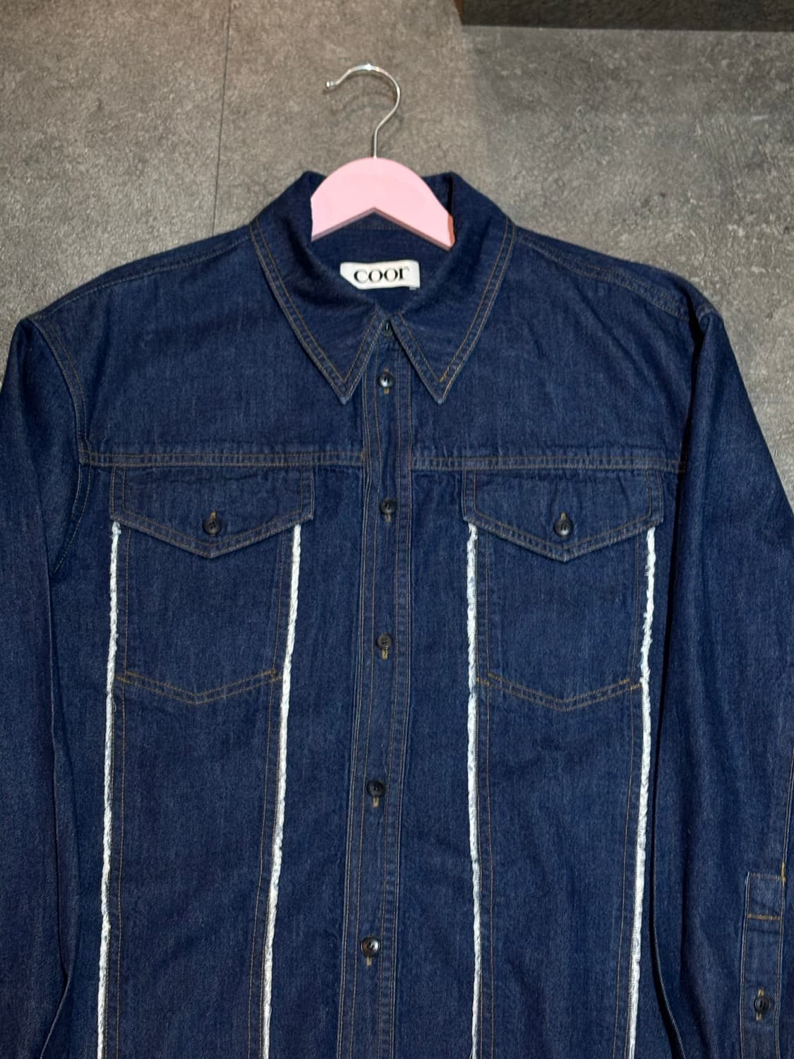 COOR 쿠어 데님 컷오프 셔츠 인디고 M사이즈 상품이미지4