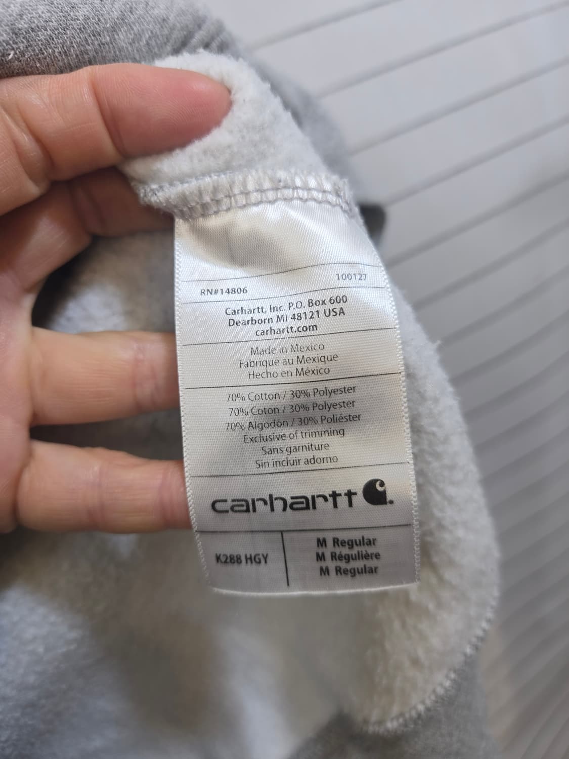칼하트 그레이 후드티 로고 슬리브 상품이미지6