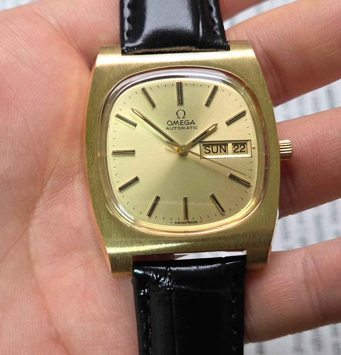 레어] 빈티지 오메가 제네브 점보 테레비 올금장 샴골판 데이데이트 상품이미지8