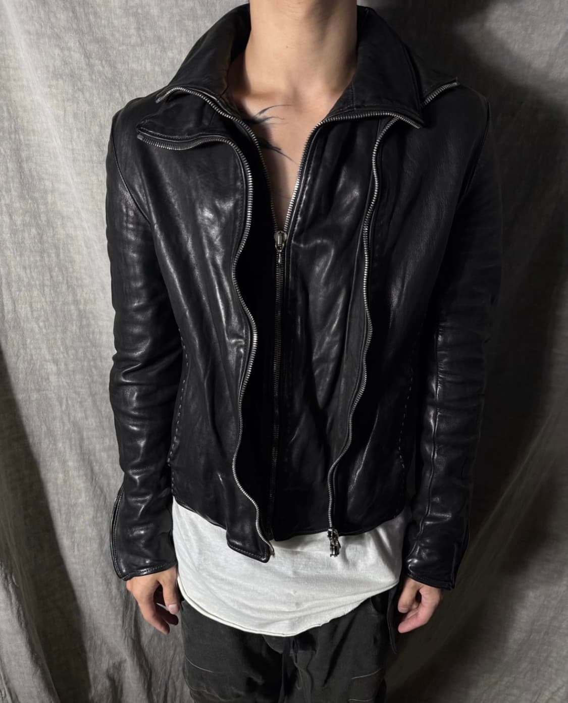 Incarnation 수소봉제 레이어드 소가죽 자켓 상품이미지2