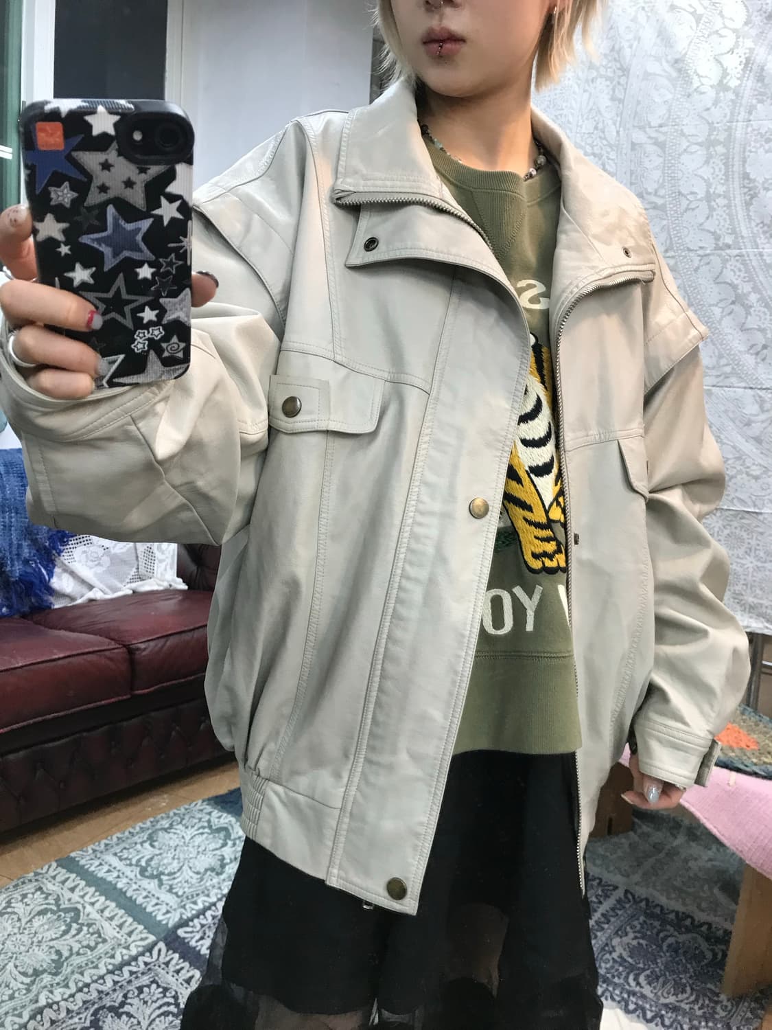 빈티지 가죽 블루종 자켓  상품이미지1