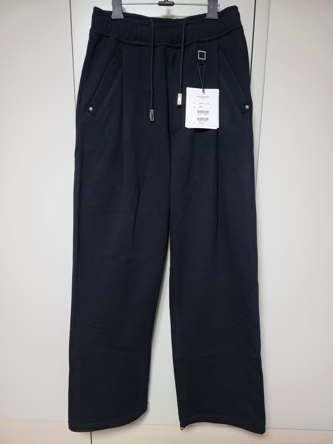 우영미 원턱 코튼 스웨트 와이드 밴딩 팬츠(46사이즈) 새상품 상품이미지3