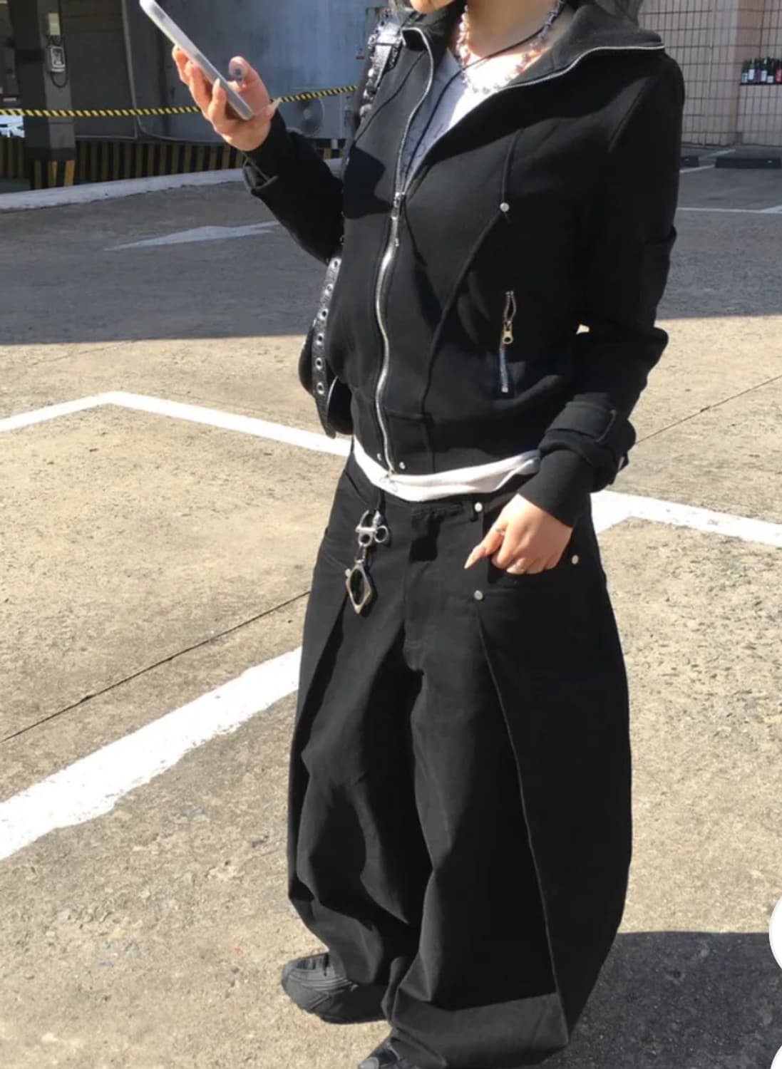 멜팅 절개 핀턱 찡 투웨이 집업 상품이미지2