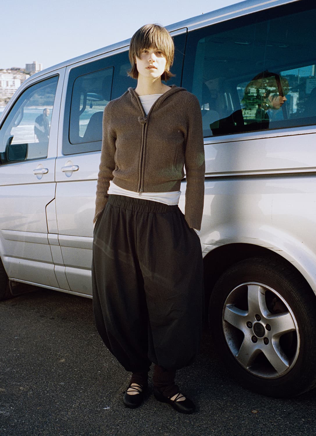 부디무드라 벨 후드 울 가디건 초콜릿칩 상품이미지1