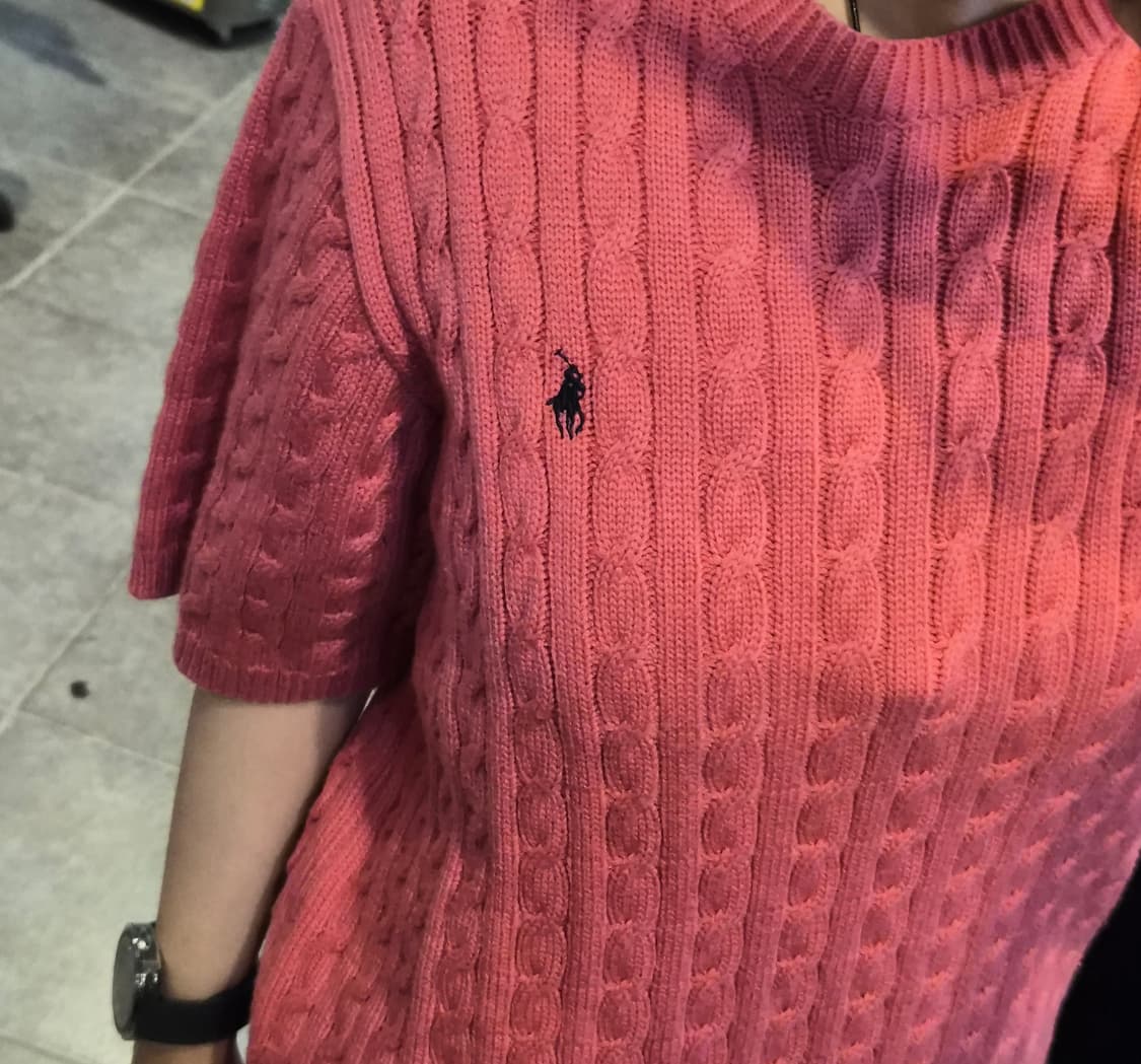 [NO.9] 폴로 랄프 로렌 핫핑크 반팔 꽈배기 니트 상품이미지4