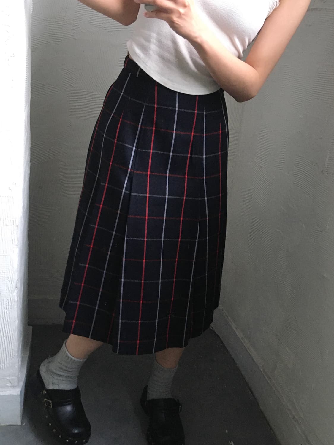 Burberry 버버리 네이비 노바체크 미디 플리츠 스커트 상품이미지1