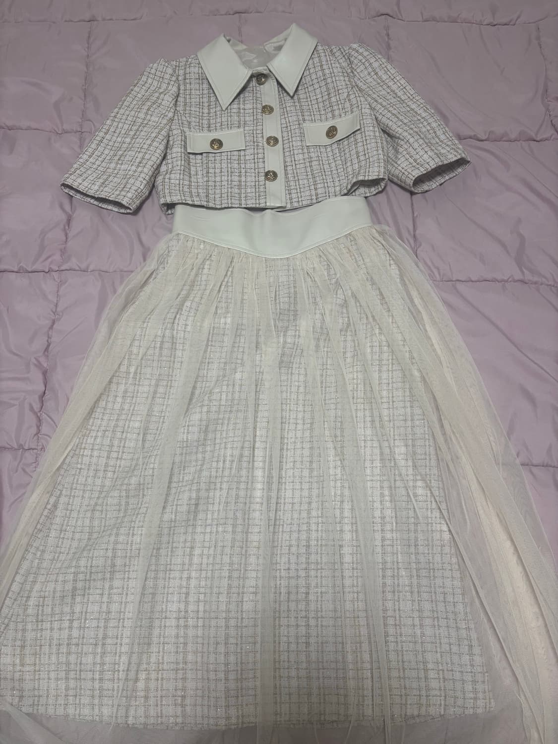 수입의류 트위드레더탑+롱샤스커트 세트<S추천> 상품이미지6