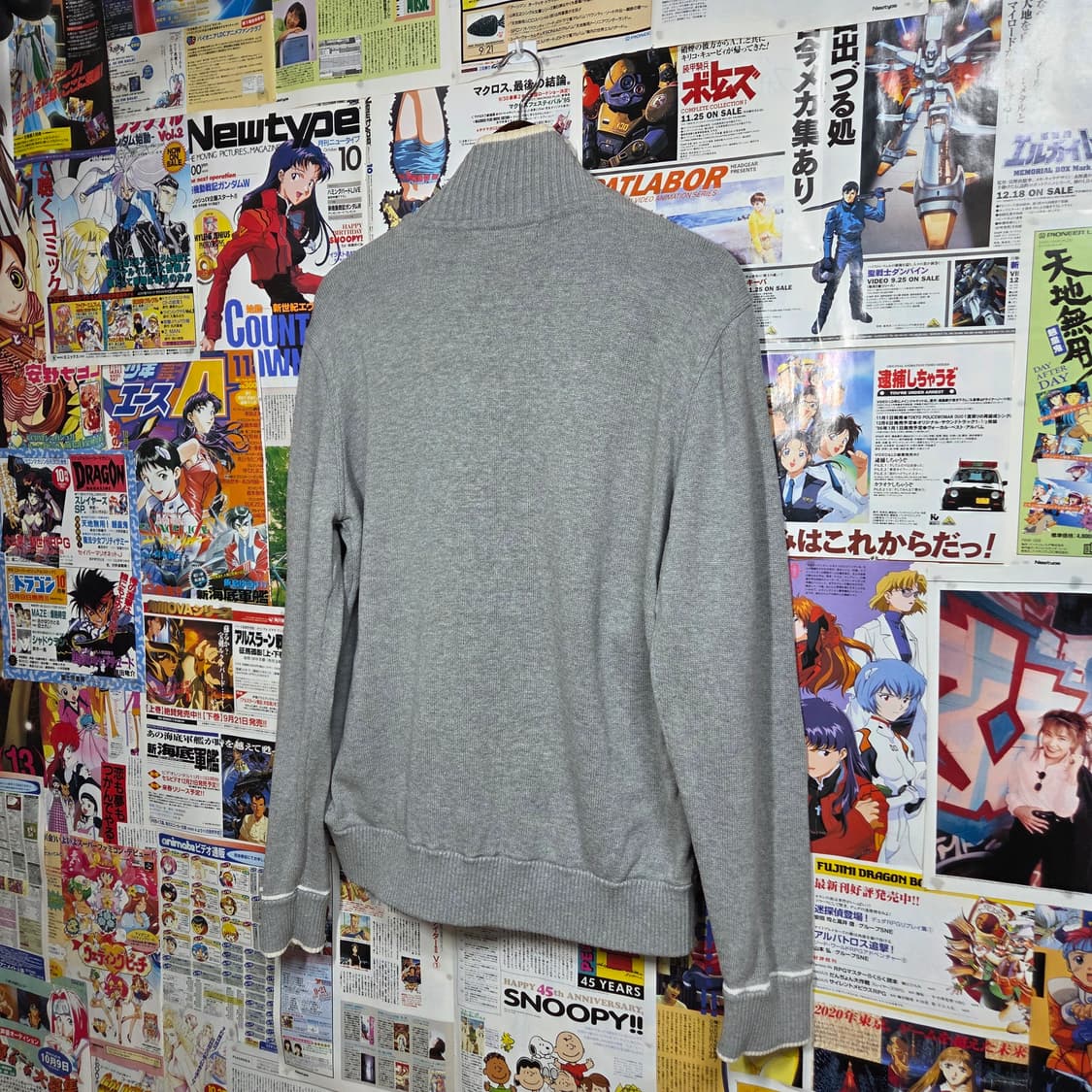 빈티지 펑크 프린팅 그레이 니트 코튼 집업 상품이미지5