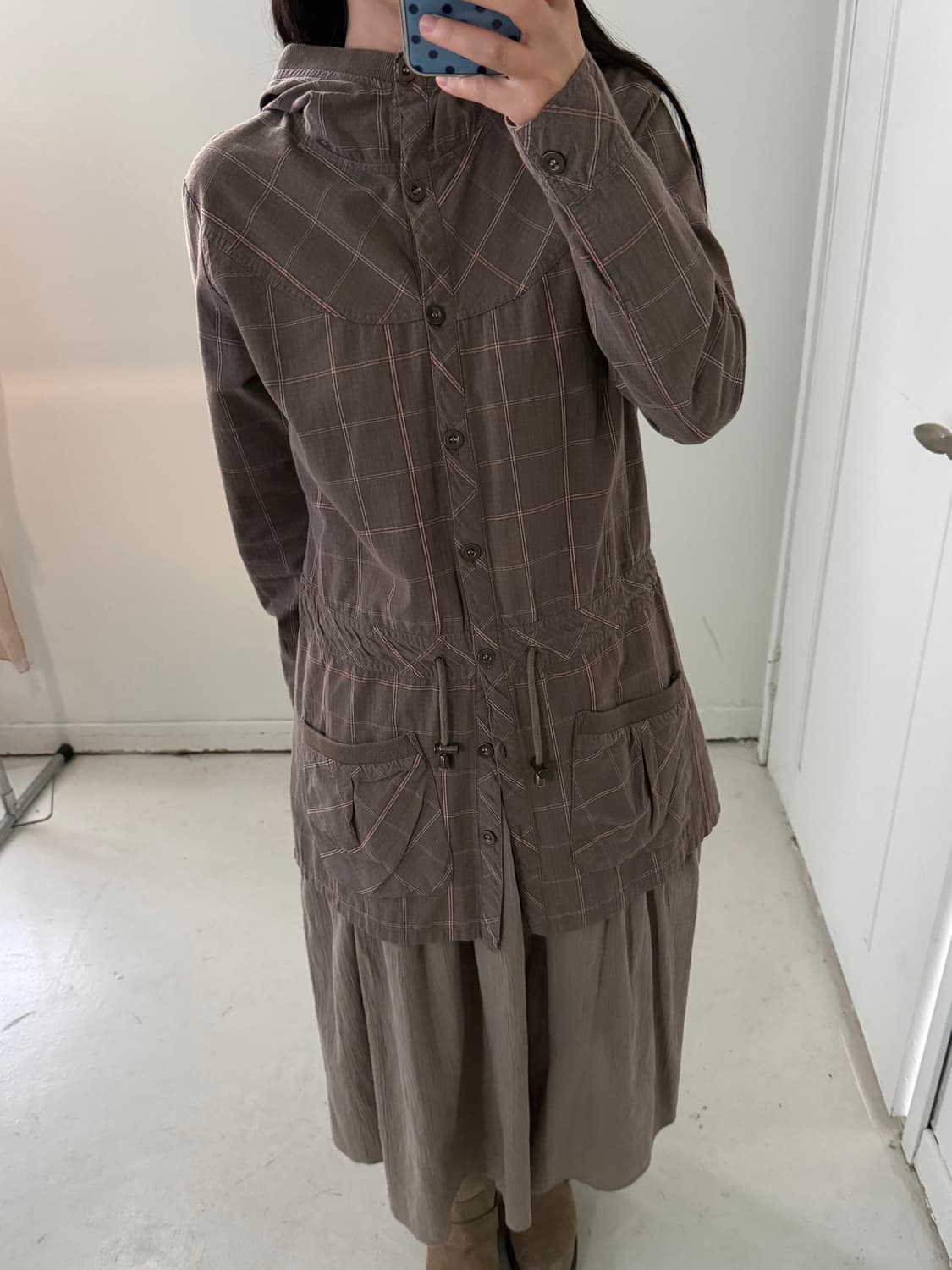 일본빈티지 모리 체크 브라운 야상 자켓 상품이미지4