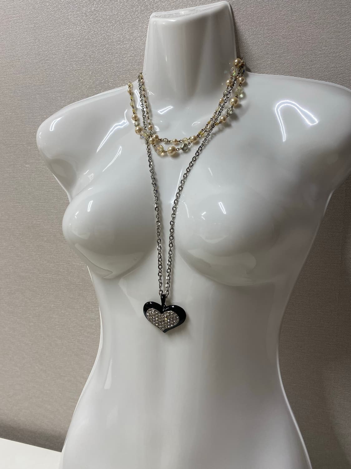 블랙 크리스탈 하트 목걸이 상품이미지2