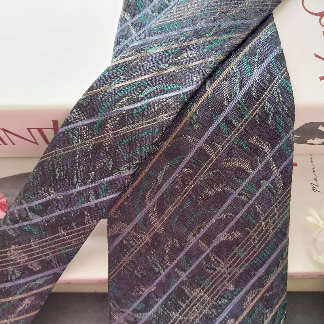 입생로랑 실크 스트라이프 아트 패턴 넥타이 8.7cm A등급 K2269 상품이미지4