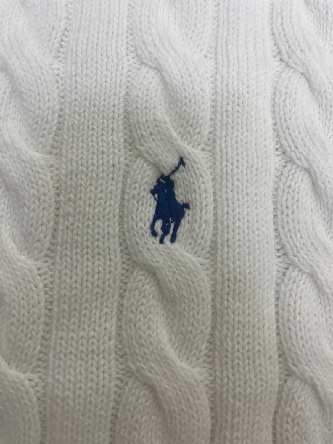 폴로 랄프 로렌 케이블 니트 코튼 스웨터 화이트 XL 상품이미지4