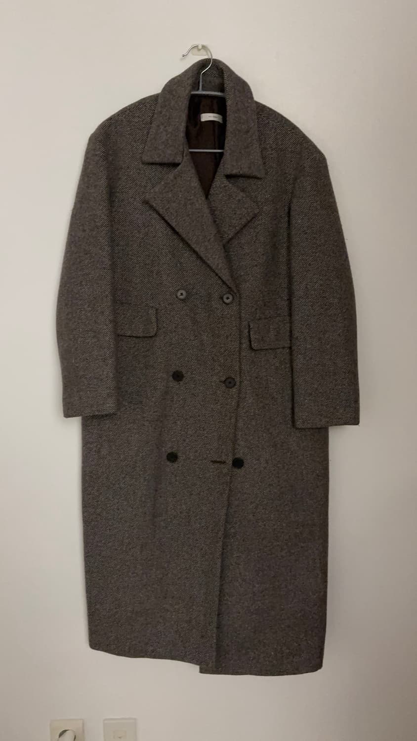 헤링본 롱 더블 코트 상품이미지1