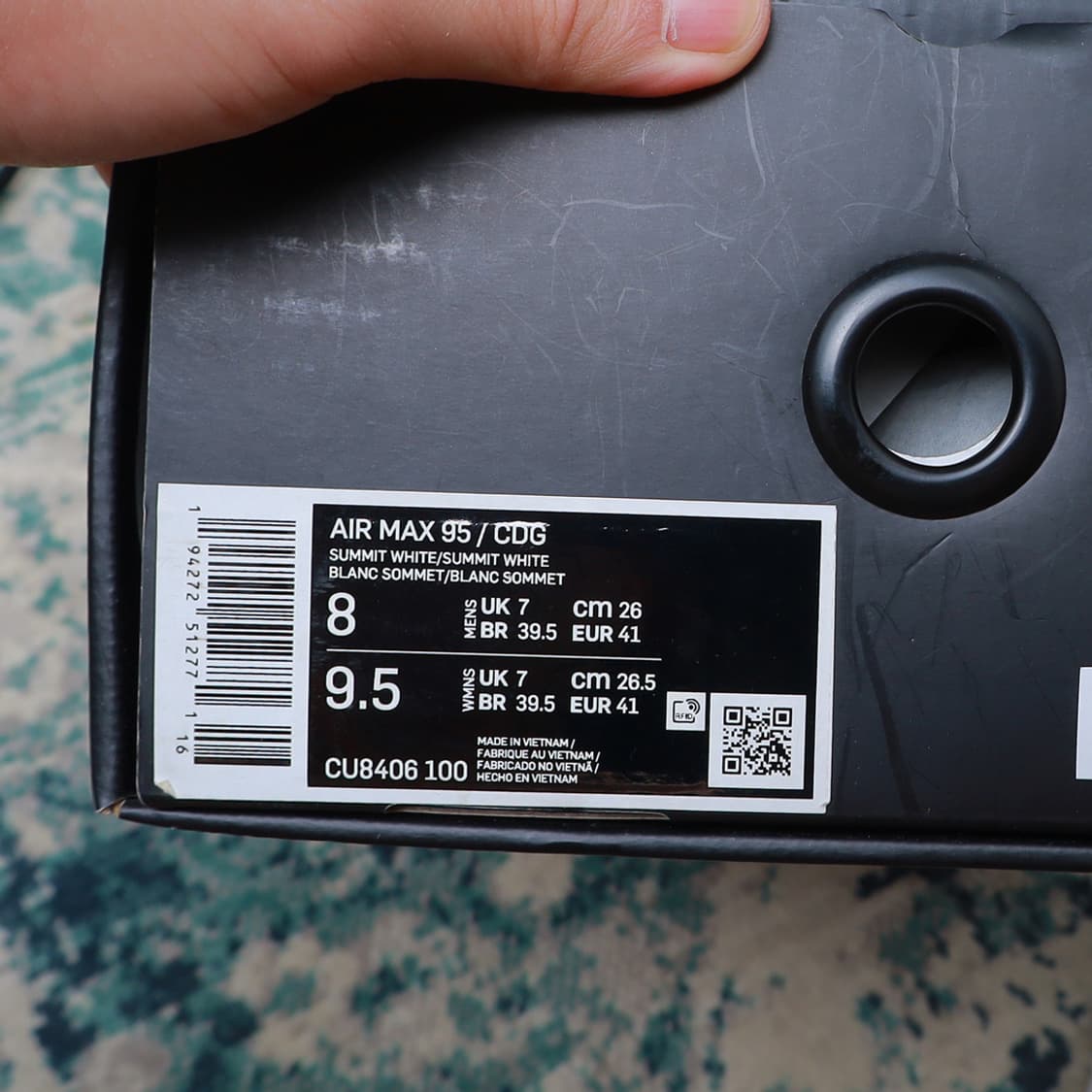 CDG 꼼데가르송 X 나이키 에어맥스 95 화이트 260 상품이미지8