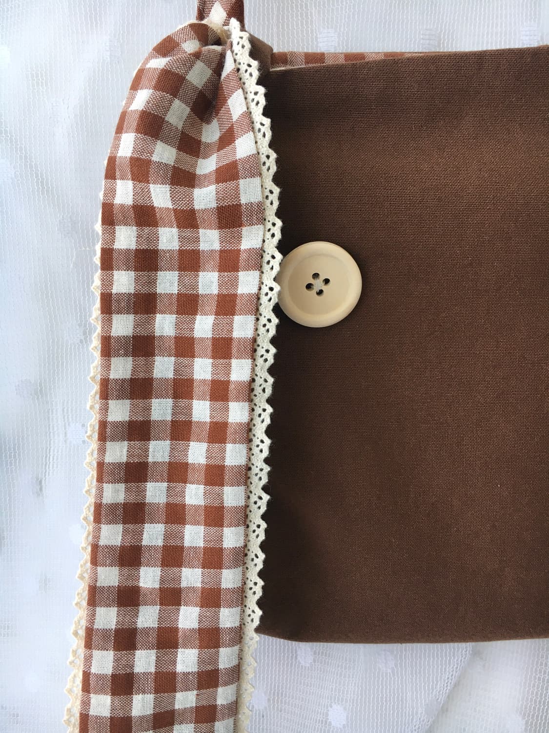 [HANDMADE] 핸드메이드 브라운 체크 토끼 크로스백 모리걸 상품이미지3
