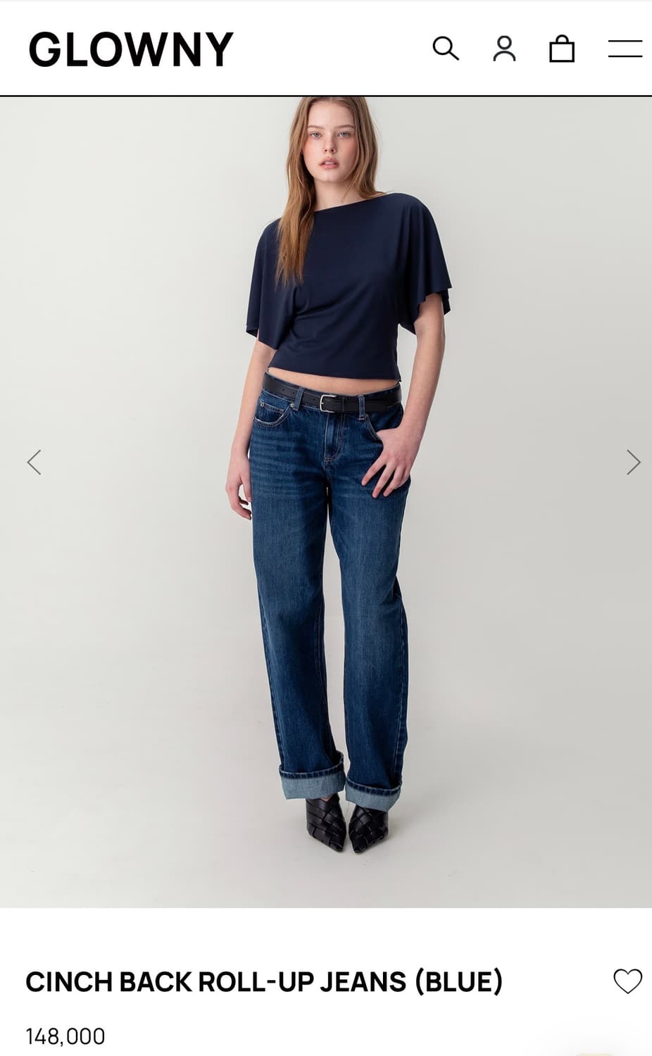 Glowny CINCH BACK ROLL UP JEANS (BLUE) 상품이미지4