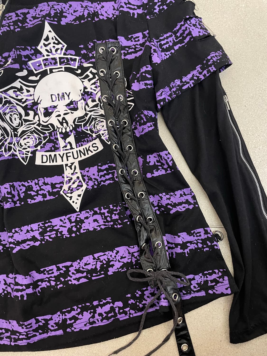 퍼플 스트라이프 펑크 롱슬리브 상품이미지4