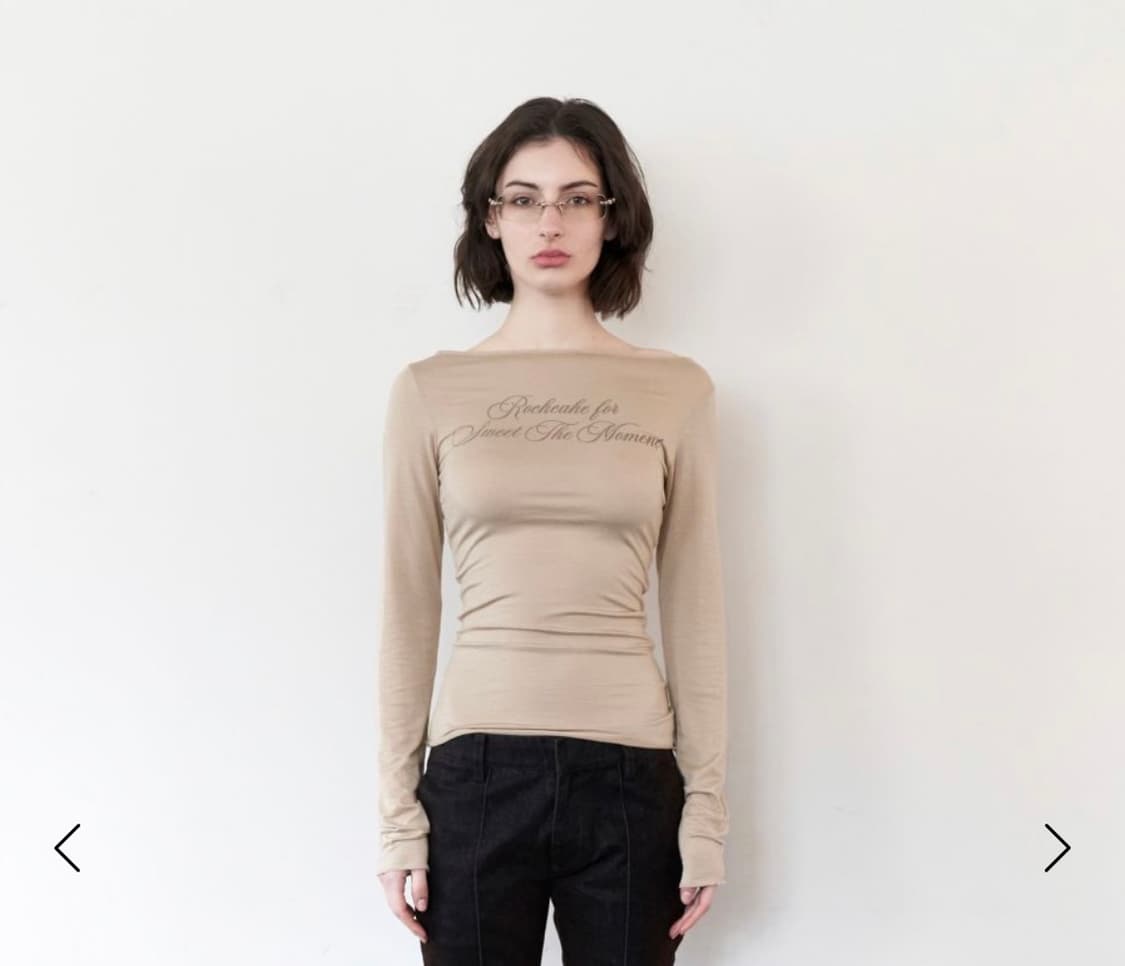 락케이크 Cursive Mesh Top - Beige 상품이미지2
