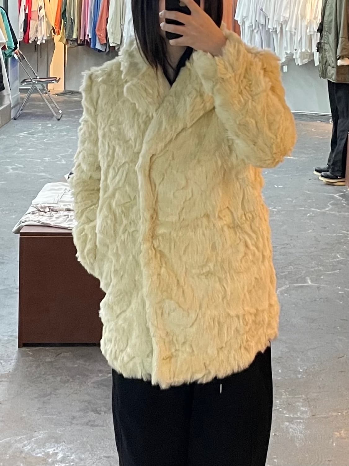 빈티지 퍼 미디 코트 H1503 상품이미지1