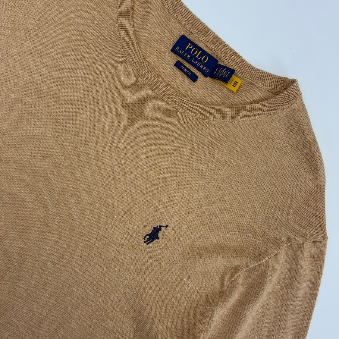 Polo  폴로 랄프로렌 자수 코튼 슬림핏 베이지 니트 상품이미지3